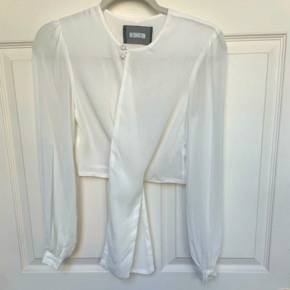 Reformation White Sheer Tie Top 0 XS